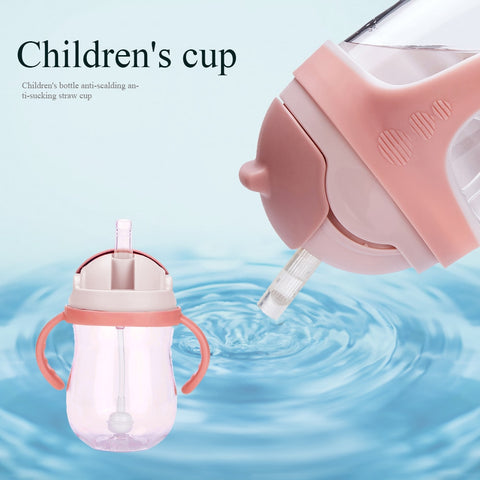 300 Ml Drinking Wide Mouth Feeding Bottle Water With Handles Silicone Straw Training Milk Babies Suction Cups Leakproof