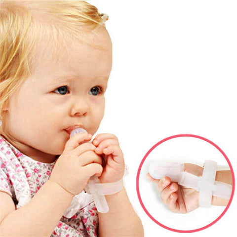 New Baby Nipple Thumb Sucking Stop Finger Guard Treatment Kit to Stop Thumb Sucking Bite Correction Non-Toxic Silicone